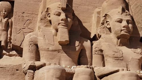 Aswan, Egypt : Great Abu Simbel temple of Pharaoh Ramses II in southern Egypt in Nubia next to Lake