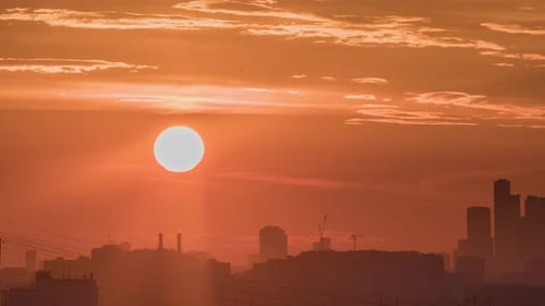 sunset over the city