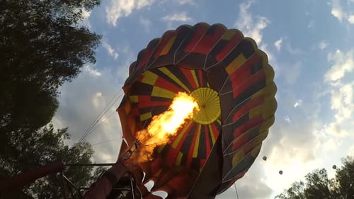 Hot Air Balloon Filling with Flame