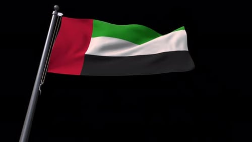 Realistic United Arab Emirates Flag Waving with Alpha Channel