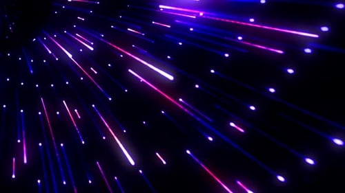 Digital Tunnel of Glowing Neon Light Streaks