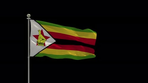 Realistic Waving Flag of Zimbabwe with Alpha Channel