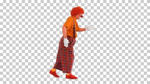 Payaso con traje rojo que camina como un robot, Alpha Channel