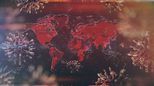 Global Pandemic Spread World Map Animation with Glitch Effect