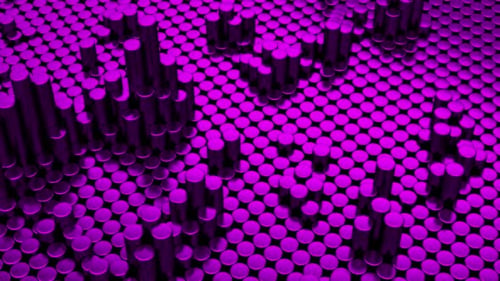 Abstract purple metallic chrome background with cylinders