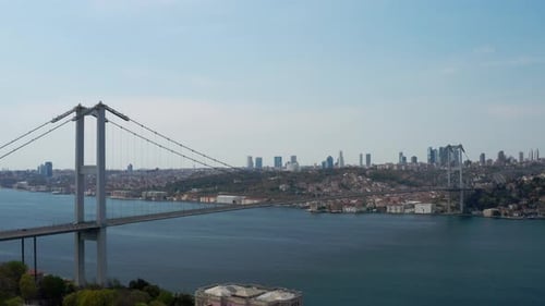 Istanbul Bosphorus Bridge Quarantine Aerial View