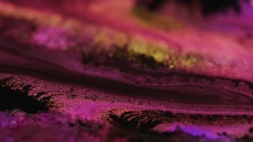 Abstract Swirling Magenta and Gold Liquid Art