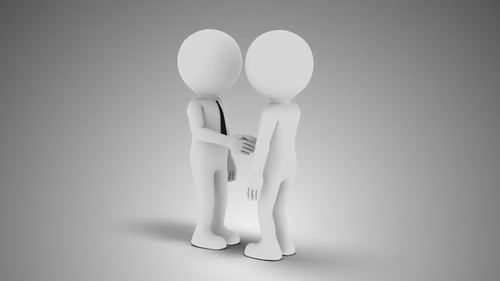 3D Man Two Businessmen Shaking Hands 02 Loop With Alpha