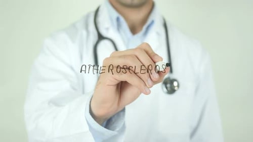 Atherosclerosis, Doctor Writing on Transparent Screen
