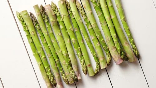 Above View of Flat-lay Organic Raw Uncooked Green Asparagus