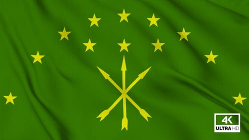 Adygea Flag Waving Slowly Looped