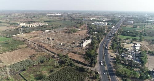 Drone shot of indian highway