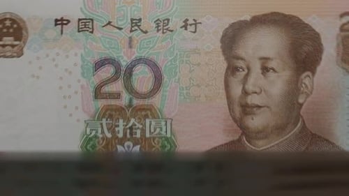 Close-up of Chinese 20 Yuan Renminbi Banknote Detail