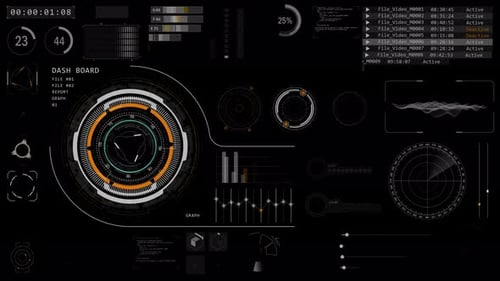 HUD technology interface screen with futuristic element abstract background alpha channel included