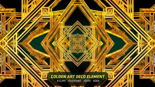 Elemento Art Déco dourado 4 em 1