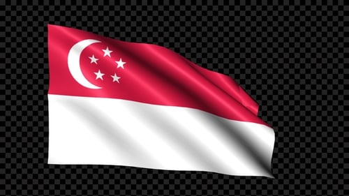 Singapore Flag Waving Alpha Channel