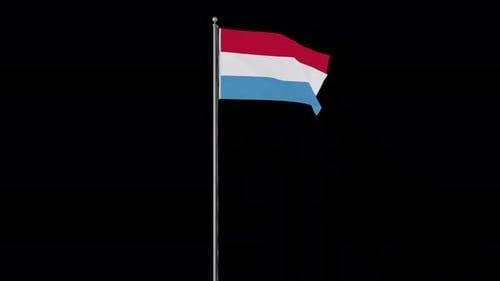 Luxembourg Flag Waving Animation with Alpha Channel