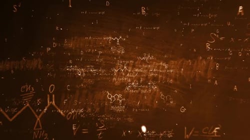 Dynamic Chalkboard Background with Scientific Formulas and Equations