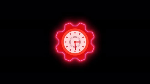 Neon Glow Gear Clock Animated Icon