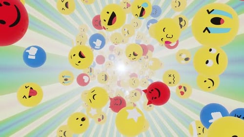 Animated Digital Emojis Tunnel Flythrough Background