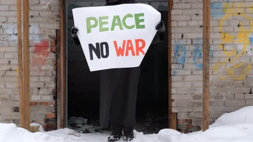 Dark Angel Holding Banner Peace No War