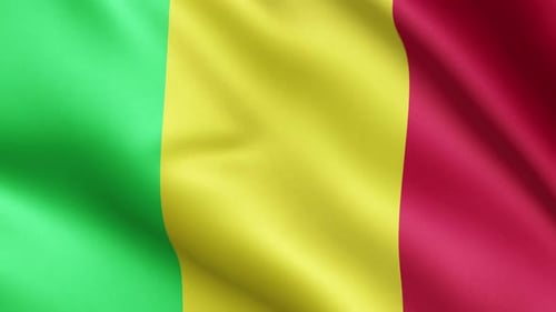 Mali National Flag Waving in Realistic Fabric Animation