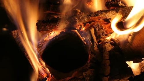 Burning Embers and Flame in Darkness