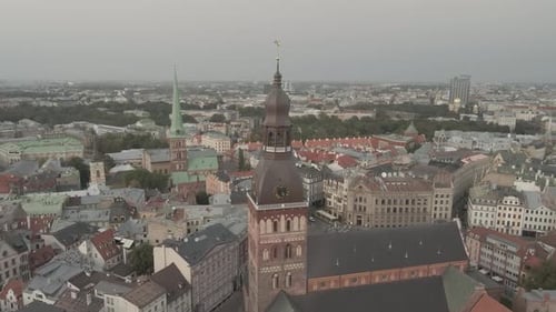 Aerial View of European City with Historic Architecture