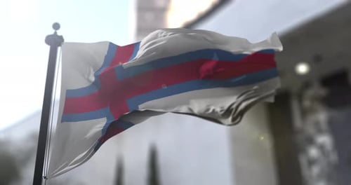 Realistic Faroe Islands Flag Waving Animation