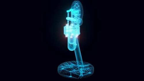 Holograma vertical del motor Stirling giratorio HD
