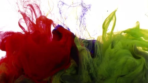 Colorful Ink Plumes Flowing in Water Abstract