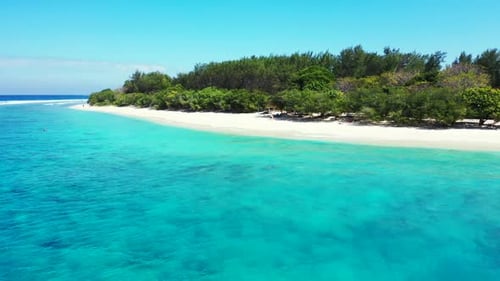 Aerial top view landscape of paradise bay beach trip by aqua blue ocean and white sand background of