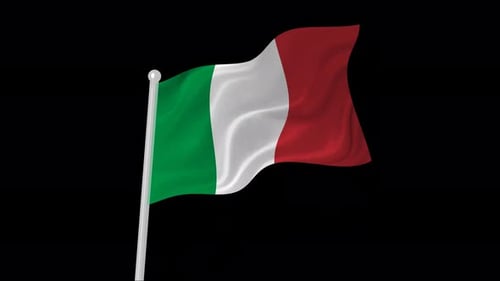 Italian Flag Waving Loop with Alpha Channel