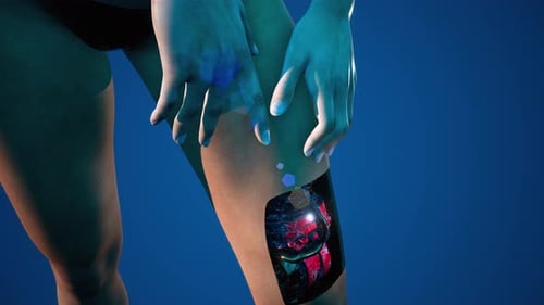 Human Leg with Revealing Cybernetic Implants Animation