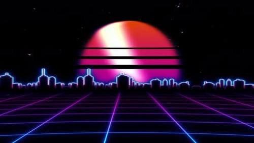 Retro Futuristic Scifi Night City Seamless Loop
