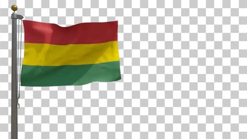 Red Yellow Green Flag Waving Seamless Loop on Alpha