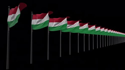 Hungary National Flags Waving Seamless Loop