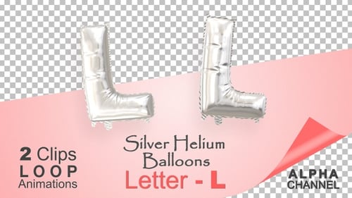 Silver Foil Letter Balloon 'L' Floating Loop Animation