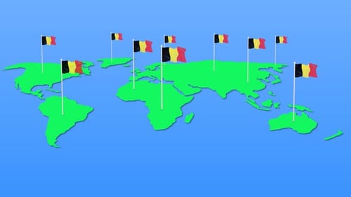 Animated World Map with Waving Flags