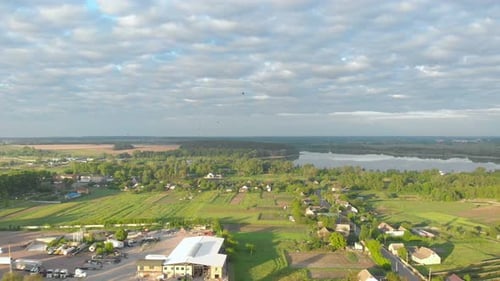 Aerial View of Verdant Farmland and Countryside