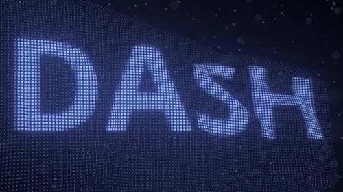 Dash Cryptocurrency Name on Waving Digital Flag