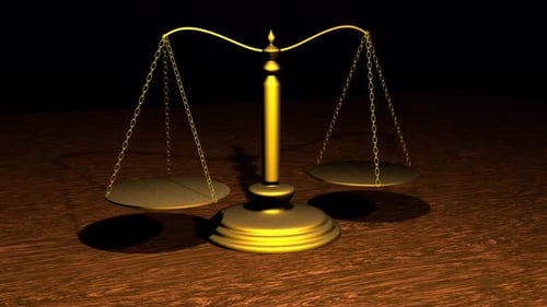 Animated Golden Scales of Justice Balancing