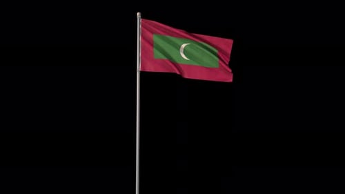 Maldives National Flag Waving in the Wind with Alpha Channel