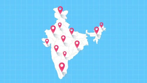 Animação colorida da localização do ponto do alfinete