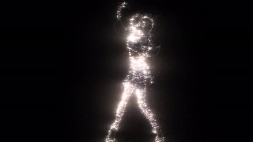 Sparkling Dancing Figure Particle Glow Animation