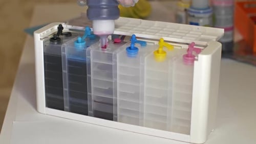 Printer Ink Cartridge Refilling Close Up