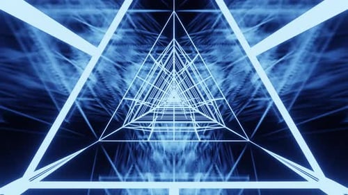Blue Ice Triangle Tunnel Vj Loop Background 4K