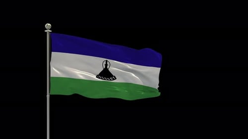 Lesotho Looping Of The Waving Flag Pole With Alpha