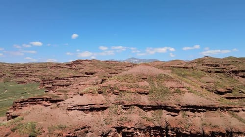aerial view red mountains hills and landscape