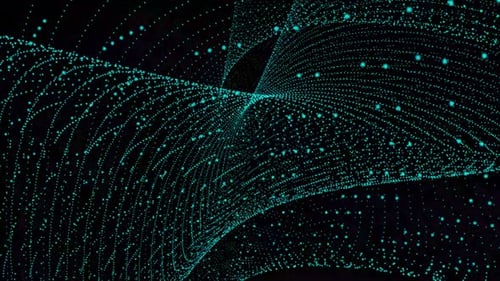 cyan color particle wave background animation. Vd 1093